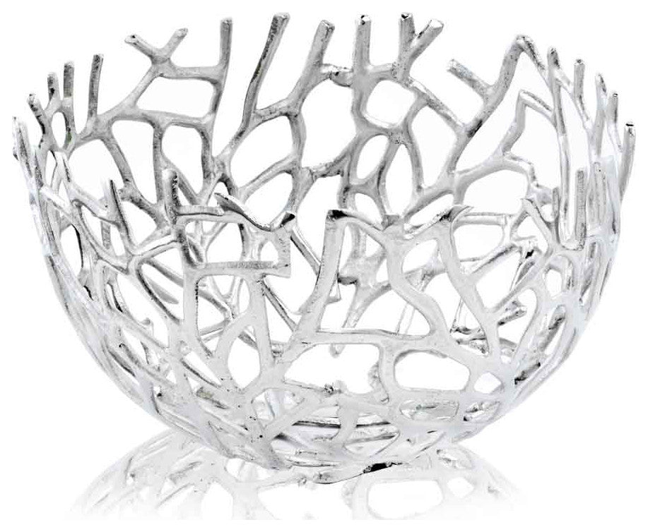 Round Silver Twigs Centerpiece Bowl