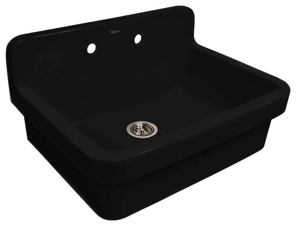 Old Fashioned Country Fireclay Utility Sink With High Backsplash