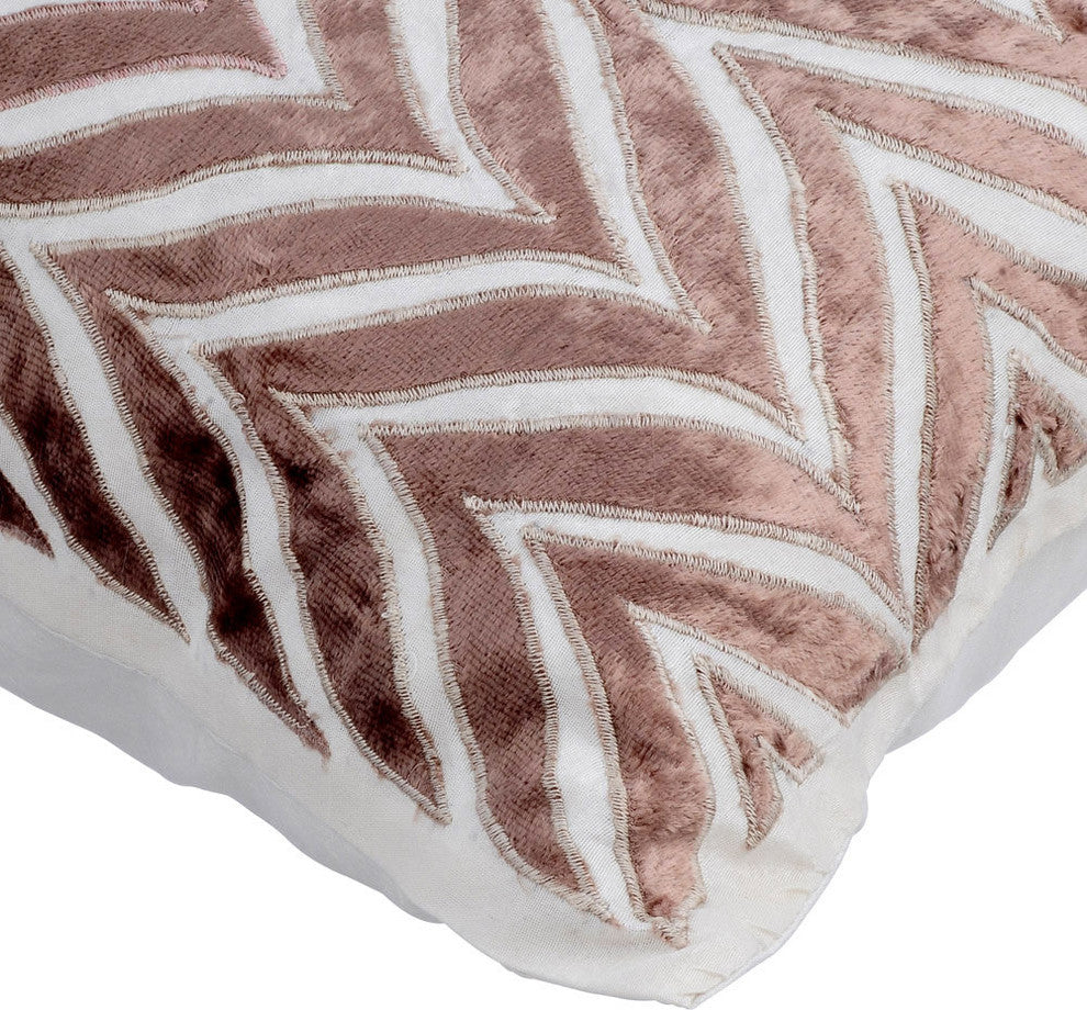 Ivory Decorative Pillow Covers 22"x22" Velvet, We Danced Chevron