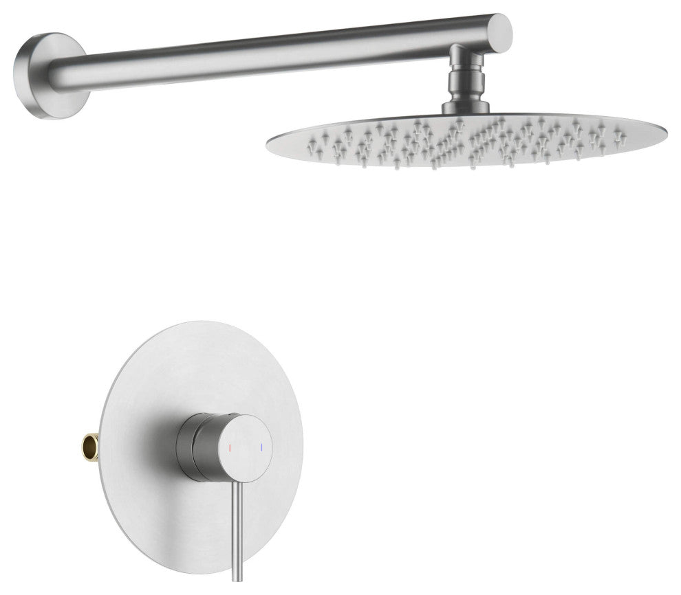 Circular Single Function Shower System, Rough, Valve, Brushed Nickel