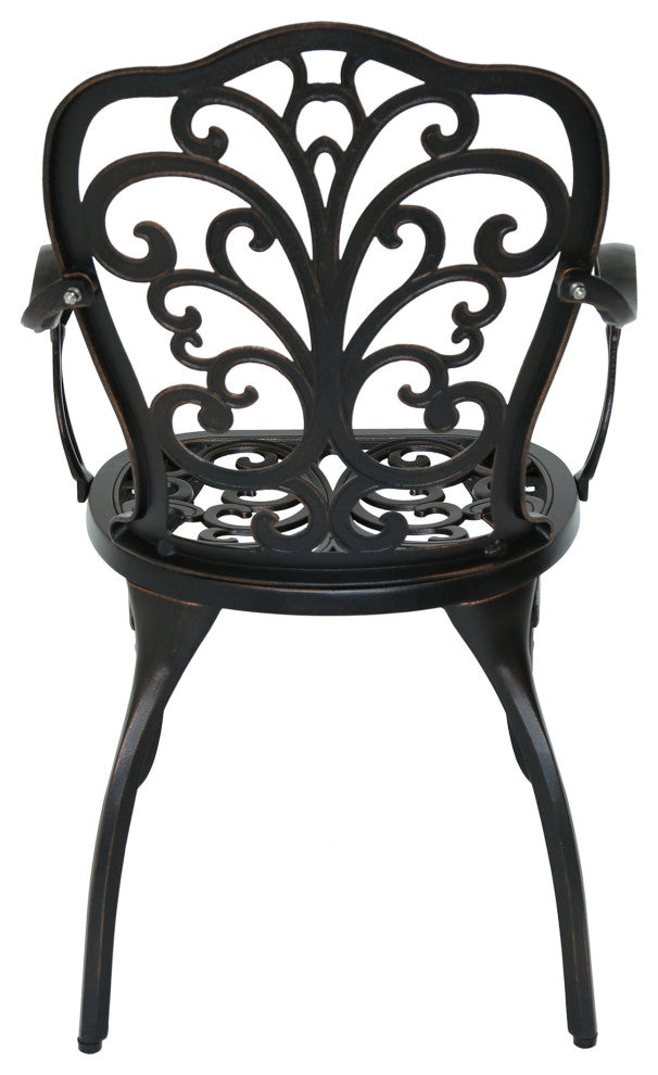 GDF Studio Buddy Outdoor Cast Aluminum Dining Chairs, Shiny Copper, Set of 2