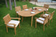 Outdoor 7-Piece Dining Set With Double Extension Oval Table, 94", Canvas Blue