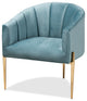 Alger Glam and Luxe Light Blue Velvet Fabric Upholstered Gold Accent Chair