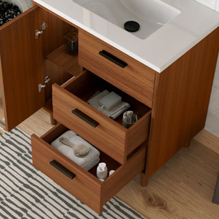 The Darby Bathroom Vanity, Teak, 30", Single Sink, Freestanding