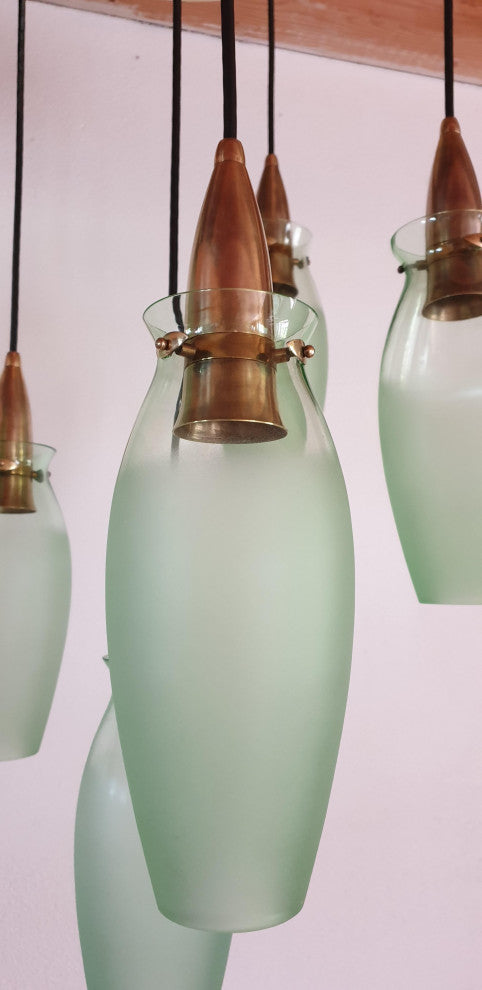 Brass and Glass Italian Mid-Century Modern Flush Mount, Arredoluce