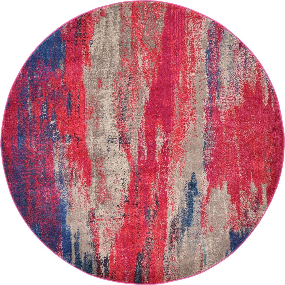 Unique Loom Red Jardin Lilly 6'' 0 x 6'' 0 Round Rug