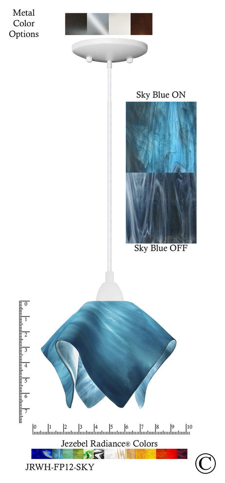 Jezebel Radiance Flame Small Pendant, Sky Blue