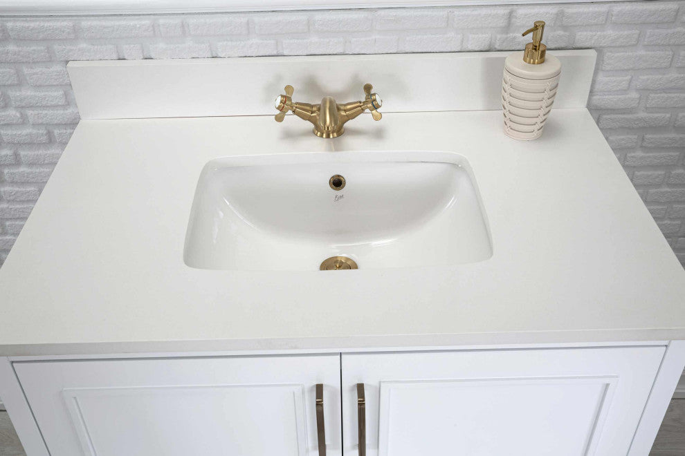 Albia Collection 36" Bathroom Vanity With Sink, Mirror, Countertop, White