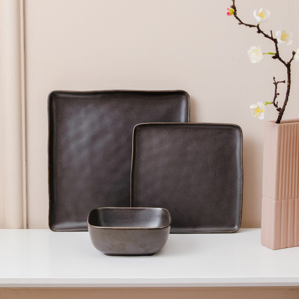 Stone Lain Jonny Stoneware Dinnerware Set, Brown, 24-Piece