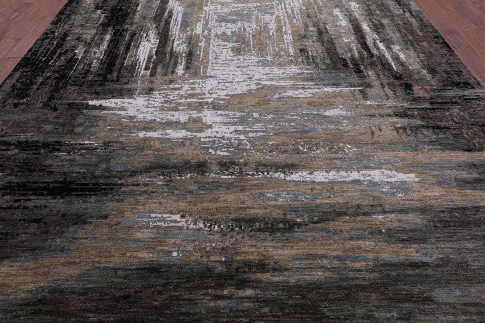 10' 0" X 14' 0" Modern Wool and Silk Handmade Rug Q7205