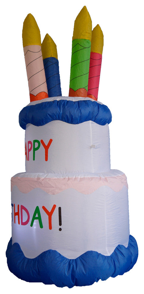 Inflatable Happy Birthday Cake With Candles, 6'