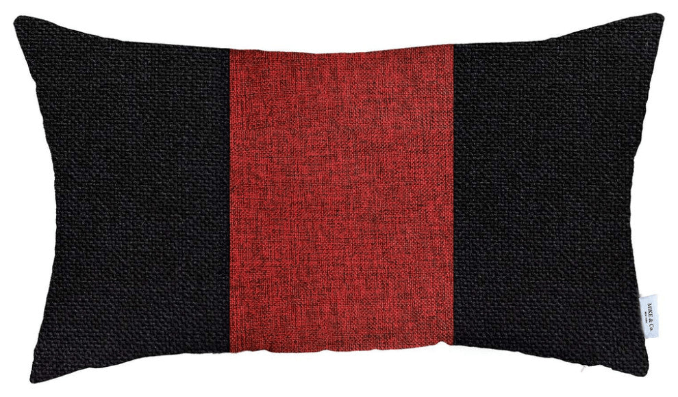 Black and Red Midsection Lumbar Throw Pillow