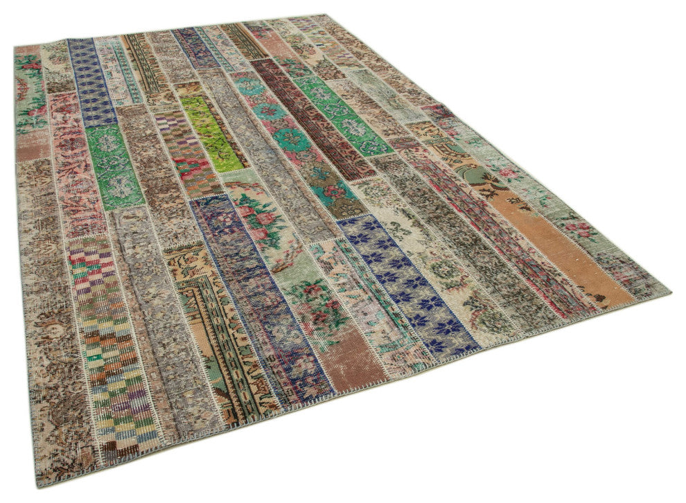 Rug N Carpet - Handmade Turkish 6' 8" x 9' 11" Unique Patchwork Area Rug