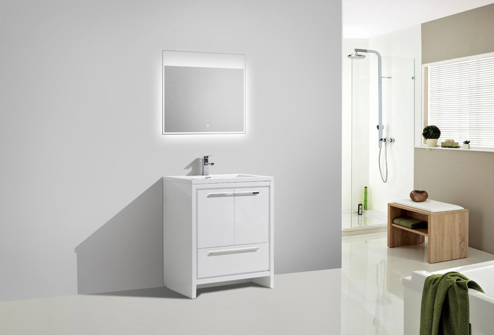 Alma-Allier Freestanding Vanity With Integrated Sink, White, 30"