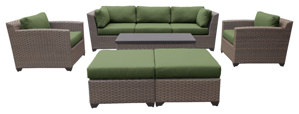 Florence 8 Piece Outdoor Wicker Patio Furniture Set 08c, Cilantro