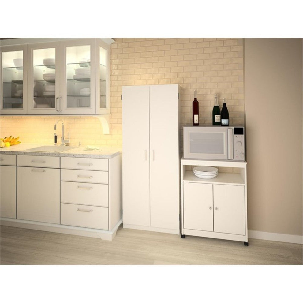 Ameriwood Home 24" Open Microwave Cart in White Stipple