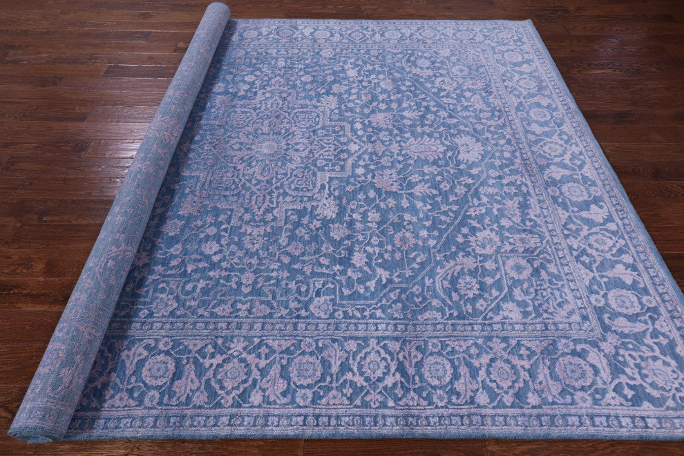 Persian Heriz Serapi Wool & Silk Hand Knotted Rug 8' 2" X 10' 1" - Q13694