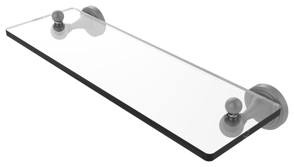 Sag Harbor 16" Glass Vanity Shelf with Beveled Edges, Matte Gray