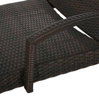 GDF Studio Olivia Outdoor 3-Piece Wicker Adjustable Armed Chaise Lounge Set