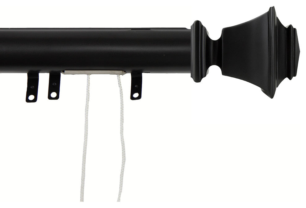 Lucent Decorative Traverse Rod With Sliders 30"-48" Black, Black, 84-156"