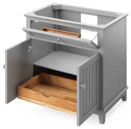 Savino Modern 36" Grey Single Sink Vanity, Boulder Cultured Marble Vanity Top