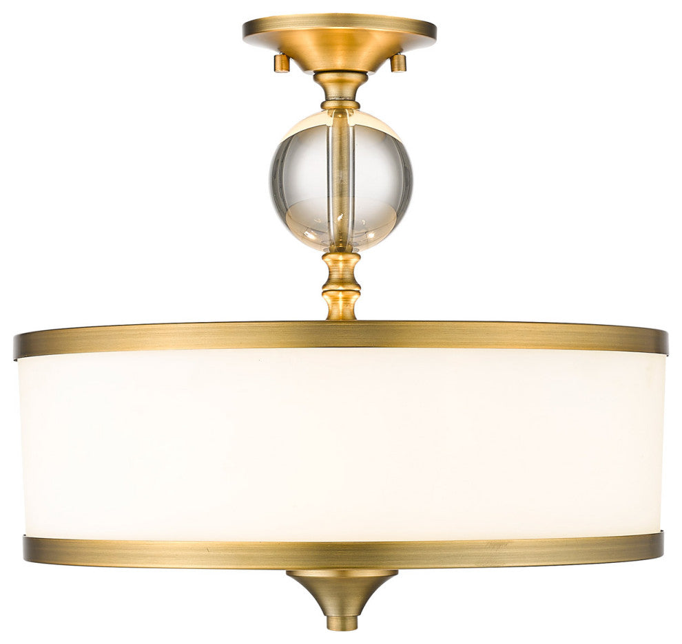 Zlite 307SF-HBR 3-Light Semi Flush Mount, Etched White