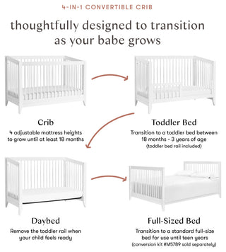 Sprout 4-in-1 Convertible Crib With Toddler Bed Conversion Kit, White