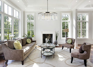 Elegant Lighting 1238G43/RC Sydney 10 Light 44"W Crystal Drum - Matte Black