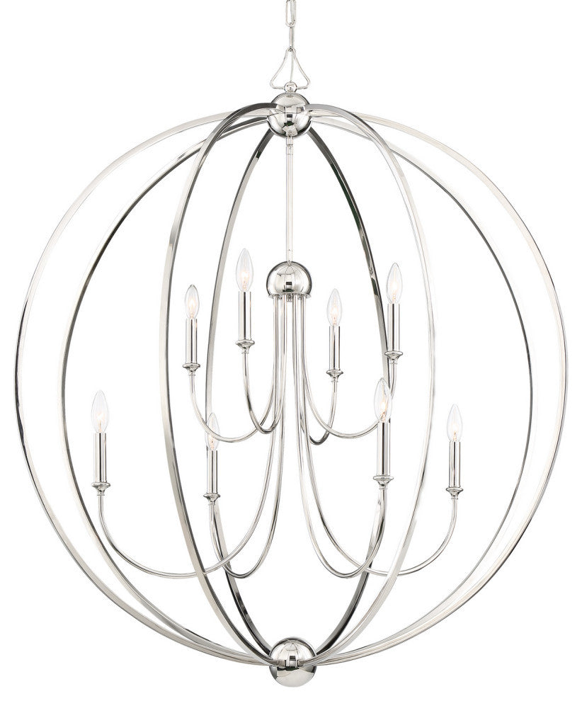 Sylvan 8 Light Chandelier in Polished Nickel