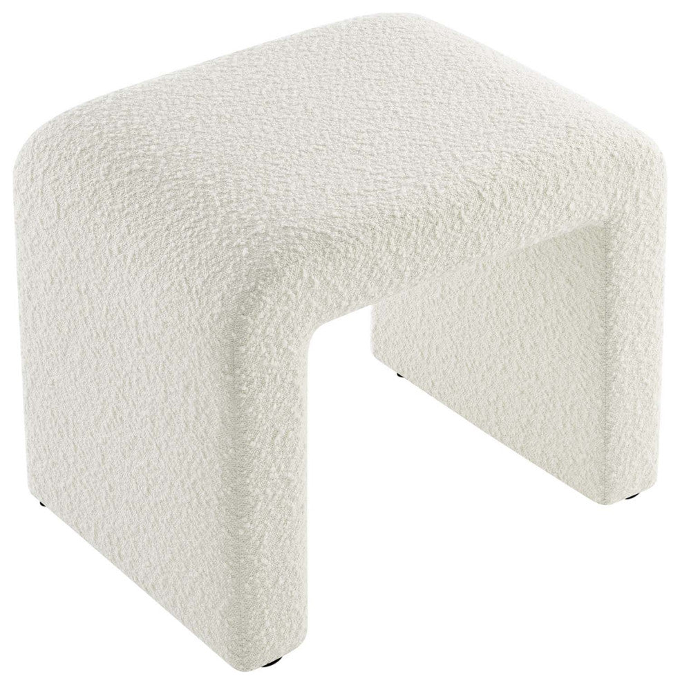 Simba Boucle Fabric Waterfall Stool - Ivory