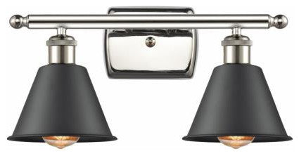 Innovations 516-2W-PN-M8-BK 2-Light Bath Vanity Light, Polished Nickel