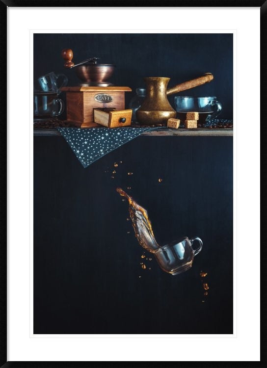 "Coffee From The Top Shelf" Framed Digital Print by Dina Belenko, 32x44"