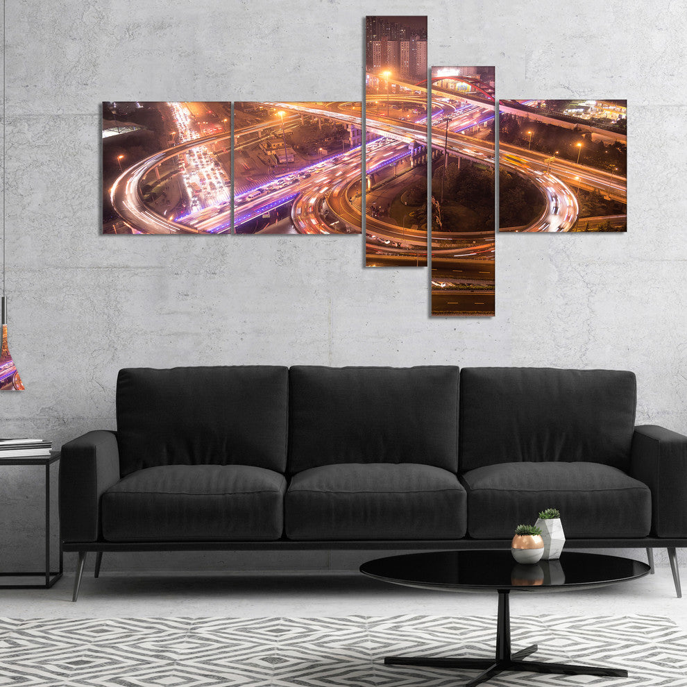 Beautiful Shanghai Traffic, Extra Large Canvas Art Print, 60"x32", 5 panels