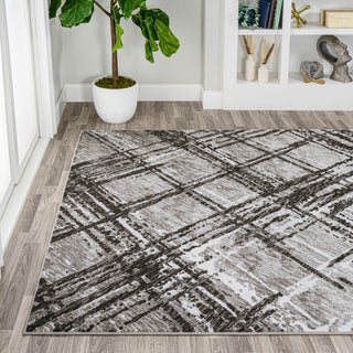 Slant Modern Abstract Black/Gray 5 ft. x 8 ft. Area Rug