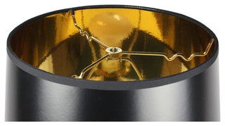 12"x14"x10" Black Parchment Gold-Lined Drum Lampshade