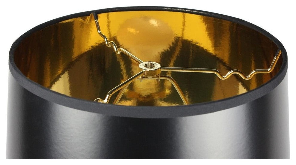 12"x14"x10" Black Parchment Gold-Lined Drum Lampshade
