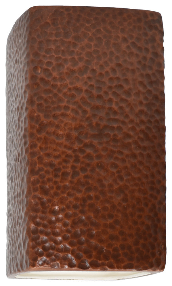 Ambiance, Small Rectangle, Open Top & Bottom Wall Sconce, E26, Incandescent, Hammered Copper