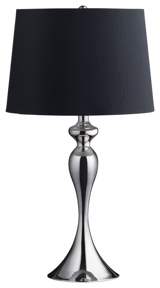 25.5"H Silver Steel Table Lamp Set with Black Silk Shade