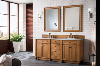 Bristol 72" Double Vanity Bright White, Saddle Brown, Eternal Jasmine Pearl, Three-Hole