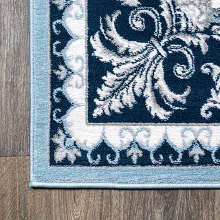 Acanthus French Border, Blue/Navy, 8'x10'
