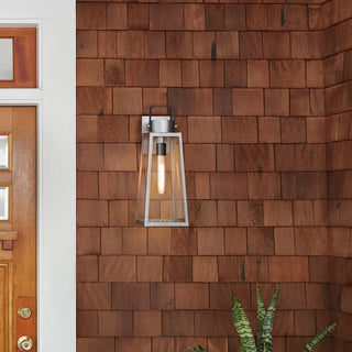 Lark Hugh 15.25" Sm. Outdoor Wall Mount Lantern,Antique Brushed Aluminum + Black