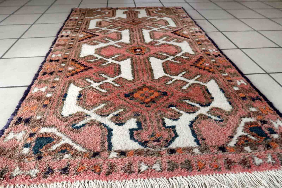 Handmade Vintage Persian Hamadan Rug 2.3'x3.9', 72cmx121cm, 1970s