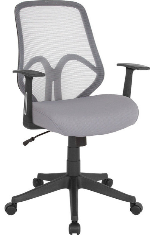Salerno Series High Back Mesh Chair With Arms, Light Gray