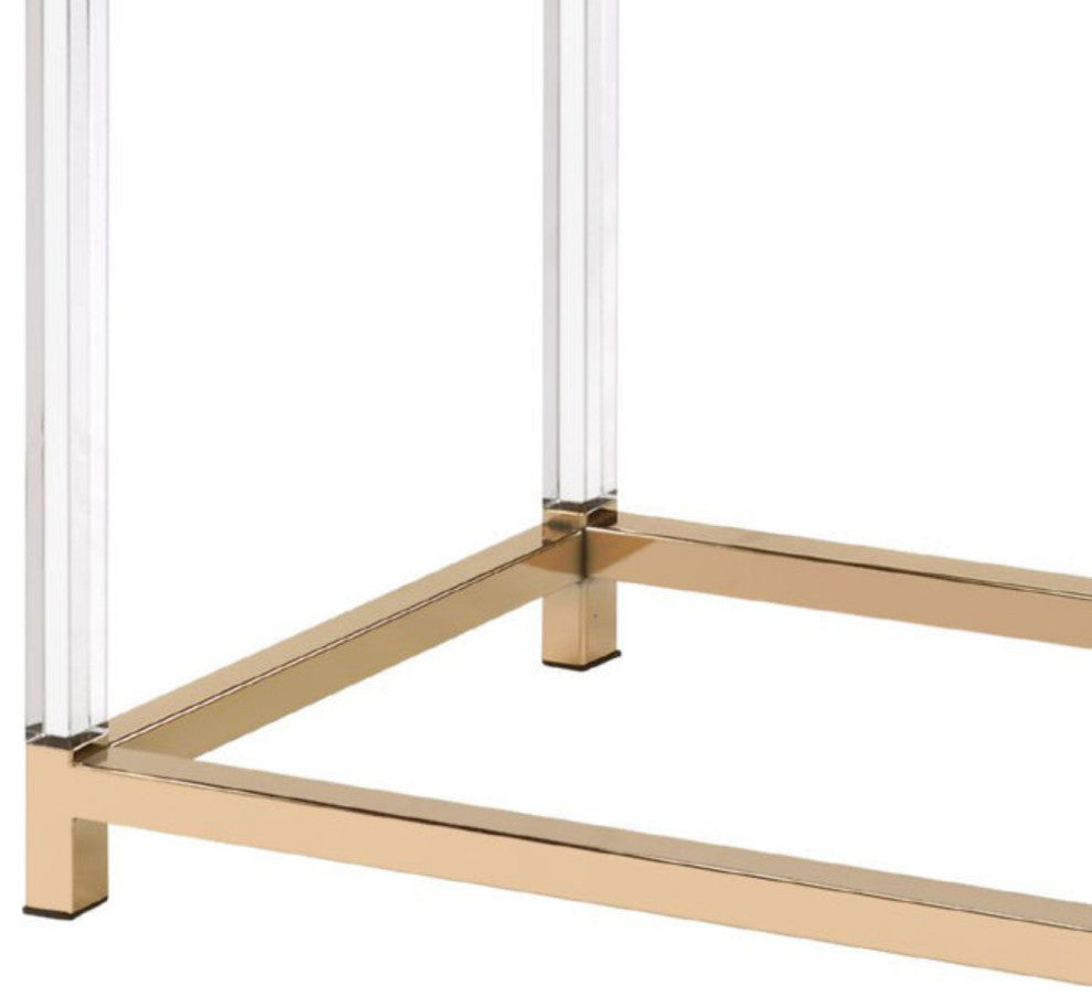 Benzara BM250363 Metal Base Framed Console Table, Black and Gold