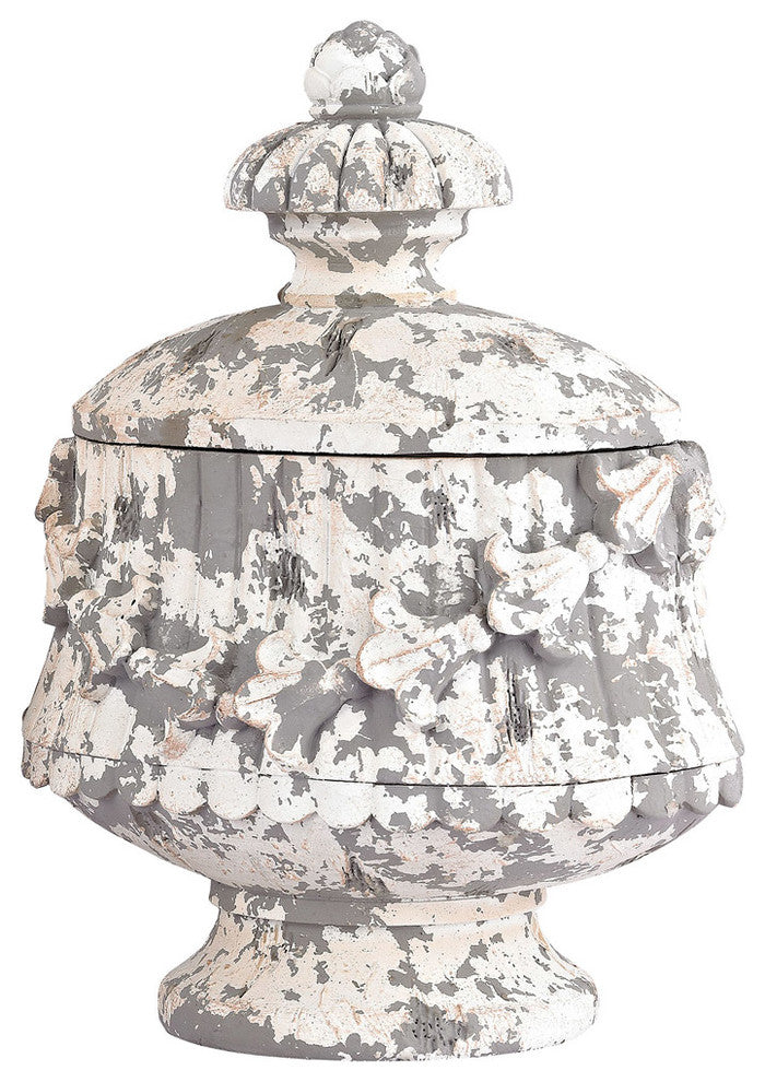 Sterling 387-012 Aged Plaster Embellished Oval Box