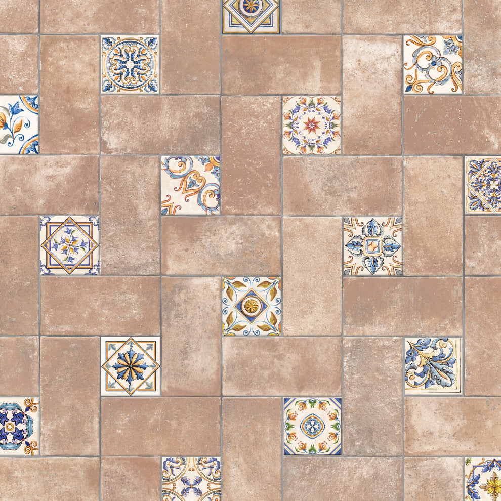 Toscana Spirale Montalcino with Giotto Deco Porcelain Floor and Wall Tile
