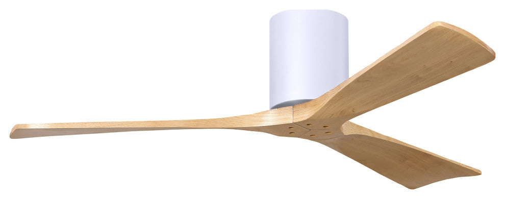 Irene 3 Blade Flush Mount Fan, 52", Matte White, Light Maple Tone Blades