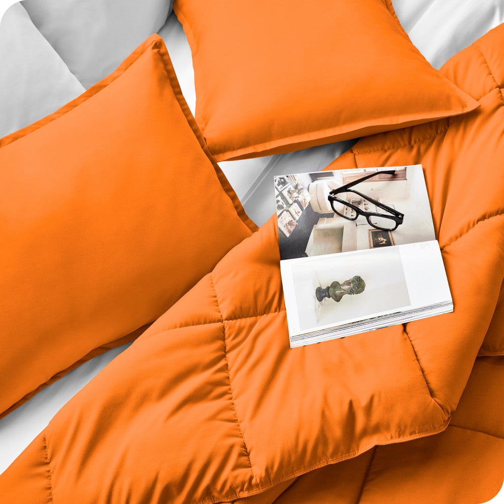 Bare Home Down Alternative Comforter Set, Orange, Twin/Twin Xl