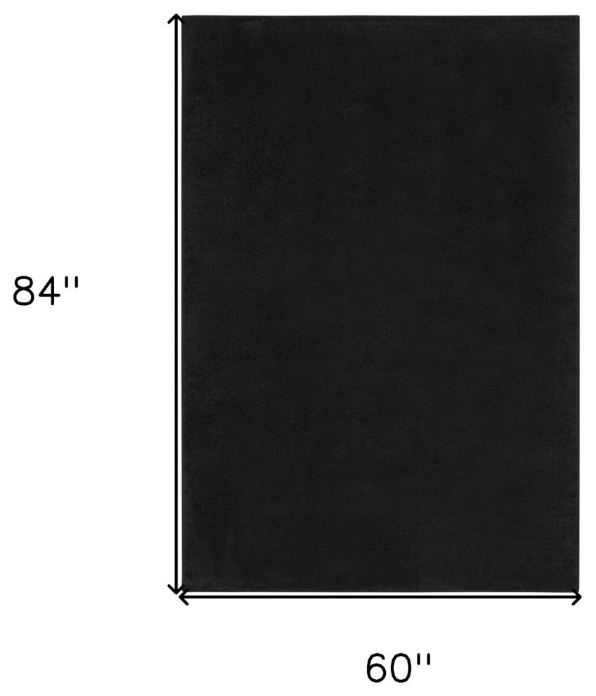 5' X 7' Black Stain Resistant Indoor Outdoor Area Rug