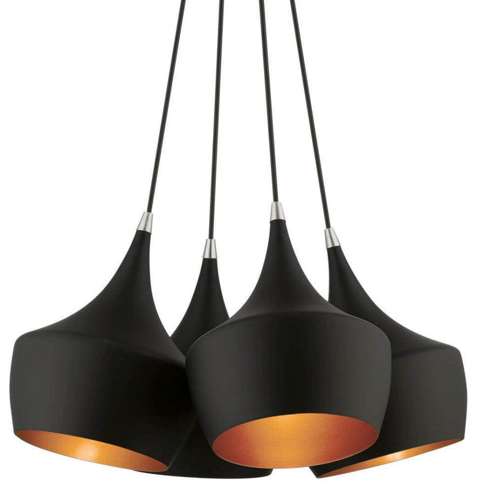 Livex Waldorf 4 Light 23" Cluster Pendant, Black